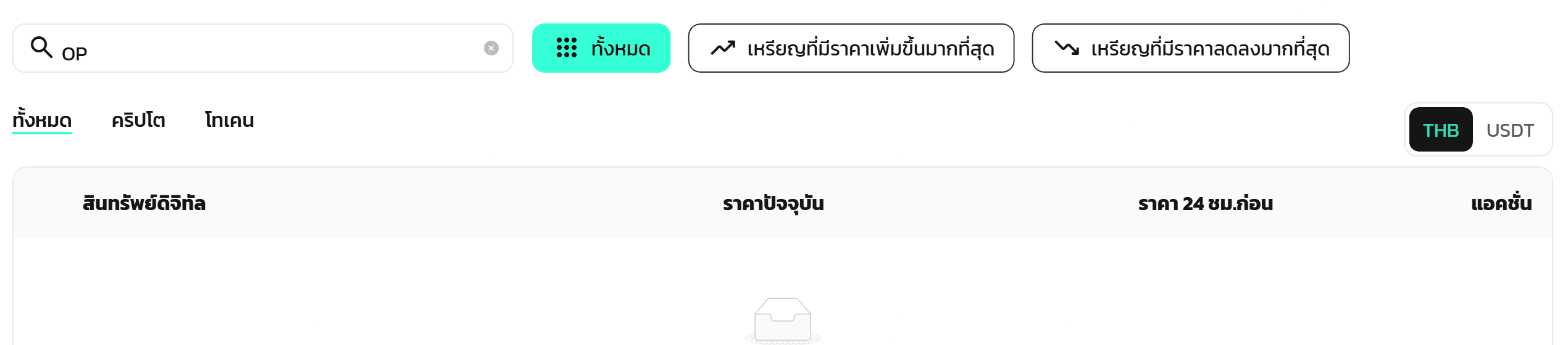 ผลค้นหา OP บนหน้าตลาดของ Maxbit ไม่พบข้อมูล (No data) ตรวจสอบสด 8 กันยายน 2026