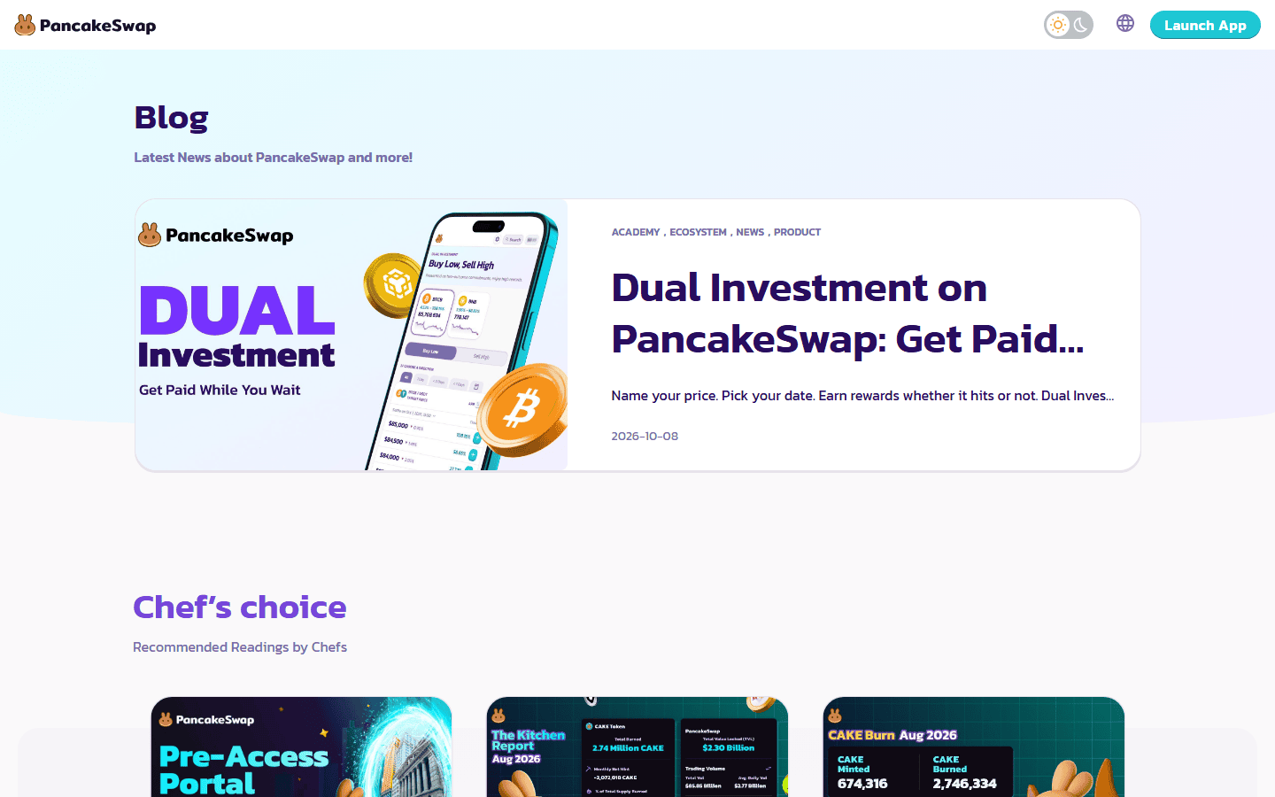หน้าแรกบล็อกทางการ blog.pancakeswap.finance โพสต์เด่น Dual Investment on PancakeSwap และหมวด Chef's choice