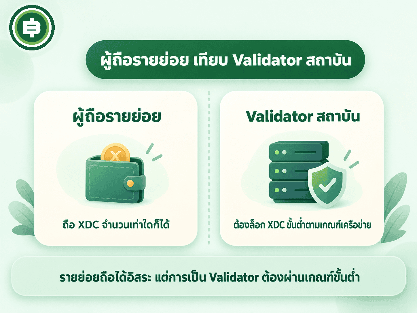 เทียบผู้ถือ XDC รายย่อยกับ validator สถาบัน