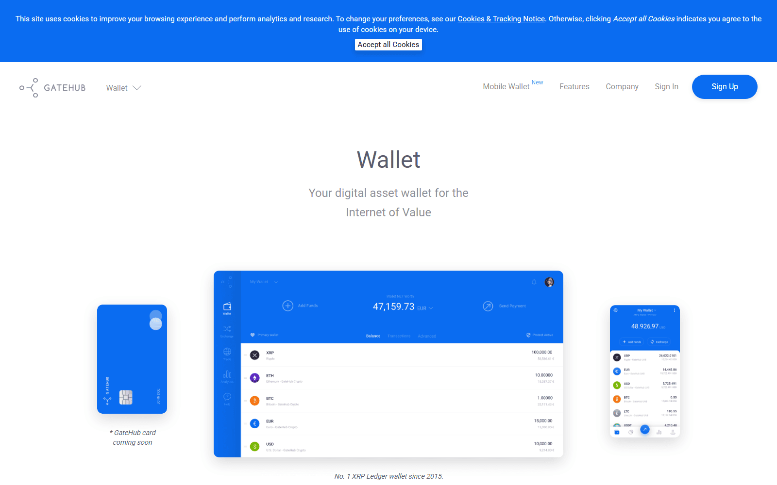 เว็บไซต์ทางการของ GateHub (gatehub.net) ผู้ให้บริการกระเป๋าเงินที่เคยถูกแฮกปี 2019